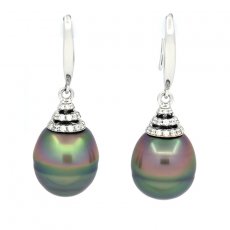 Brincos em Prata e 2 Prolas do Tahiti Aneladas B & C 11.2 mm