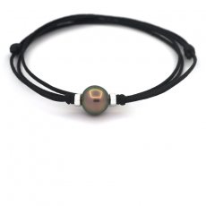 Colar em Algodo e 1 Prola do Tahiti Semi-Rodonda C 11.5 mm
