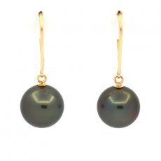 Brincos em Ouro 18K e 2 Prolas do Tahiti Redondas B/C 9.2 mm