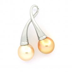 Pingente de Prata com 2 Prolas da Austrlia Semi-Barrocas B 9.5 mm