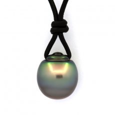 Colar em Couro e 1 Prola do Tahiti Anelada C 13.2 mm