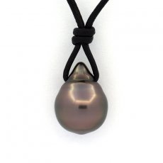 Colar em Couro e 1 Prola do Tahiti Anelada B 11.2 mm