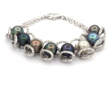 Bracelete em Prata e 8 Prolas do Tahiti Semi-Barrocas C 9.1 a 9.4 mm