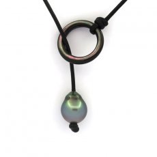 Colar em Couro e 1 Prola do Tahiti Semi-Barroca C 11.6 mm