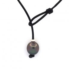 Colar em Couro e 1 Prola do Tahiti Semi-Barroca C 11.5 mm