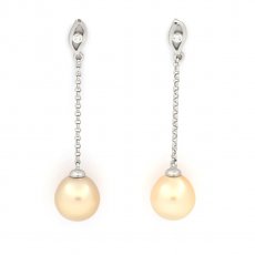 Brincos de Prata com 2 Prolas da Austrlia Semi-Barrocas B/C 9.3 mm