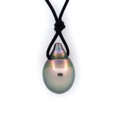 Colar em Couro de Canguru e 1 Prola do Tahiti Semi-Barroca B 11.6 mm