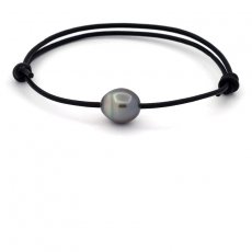 Pulseira em Couro e 1 Prola do Tahiti Semi-Barroca C 10.8 mm