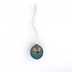 Pingente em Prata e 1 Prola Tahiti Anelada B 8.8 mm