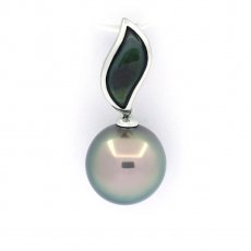 Pingente em Prata e 1 Prola do Tahiti Semi-Redonda C 11.1 mm