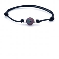 Pulseira em Algodo Encerado e 1 Prola do Tahiti Semi-Barroca B+ 9.7 mm