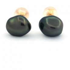 Brincos em Ouro 18K e 2 Keishis do Tahiti