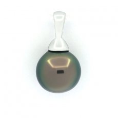 Pingente em Prata e 1 Prola do Tahiti Semi-Barroca C 9.5 mm