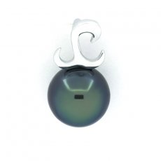 Pingente em Prata e 1 Prola do Tahiti Redonda C 9.1 mm