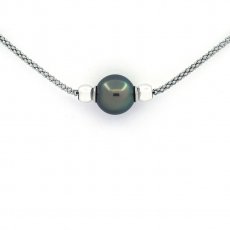 Pulseira em Prata e 1 Prola do Tahiti Redonda C 10.6 mm