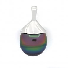 Pingente em Prata e 1 Prola Tahiti Anelada C+ 14.3 mm