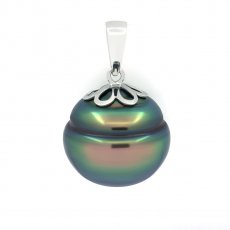 Pingente em Prata e 1 Prola Tahiti Anelada B 14.2 mm