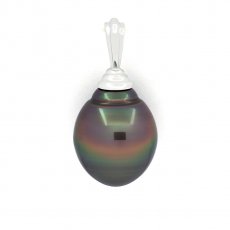 Pingente em Prata e 1 Prola Tahiti Anelada B 13.4 mm