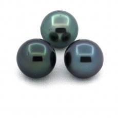 Lot de 3 Perles de Tahiti Rondes D de 9.5 mm