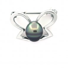Broche en Argent et 1 Perle de Tahiti Cercle C 8.9 mm