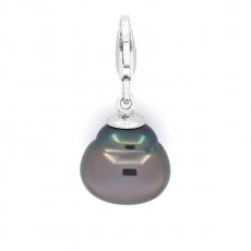 Pendentif en Argent et 1 Perle de Tahiti Cercle B/C 12 mm