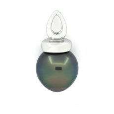 Ciondolo in Argento e 1 Perla di Tahiti Semi-Baroccha B 11.1 mm