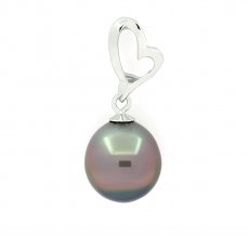 Pendentif en Argent et 1 Perle de Tahiti Semi-Baroque C 10.5 mm