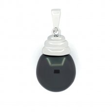 Pendentif en Argent et 1 Perle de Tahiti Semi-Baroque B 12.1 mm