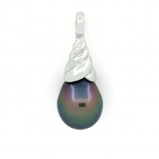 Pingente em Prata e 1 Prola do Tahiti Semi-Barroca B 9.4 mm