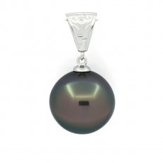 Pingente em Prata e 1 Prola do Tahiti Semi-Barroca C 14.6 mm