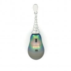 Pingente em Prata e 1 Prola do Tahiti Semi-Barroca C 10.3 mm