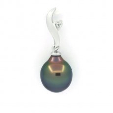 Pingente em Prata e 1 Prola do Tahiti Semi-Barroca B 9.2 mm