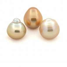 Lot of 3 Australian Pearls Semi-Baroque C from 11 to 11.4 mm