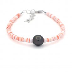 Bracelet en Coquillage et 1 Perle de Tahiti Semi-Ronde C 8.2 mm
