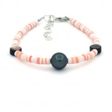 Pulsera de Conchas y 1 Perla de Tahiti Redonda C 8.4 mm