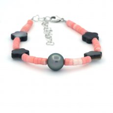 Bracelet en Coquillage et 1 Perle de Tahiti Ronde C 9 mm
