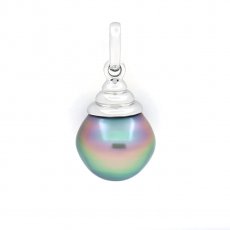 Colgante de Plata y 1 Perla de Tahiti Semi-Barroca B+ 11 mm