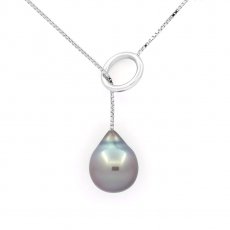 Colar em Prata e 1 Prola do Tahiti Semi-Barroca A/B 11.3 mm