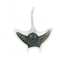 Colgante de Plata y 1 Perla de Tahiti Redonda C 7.5 mm