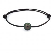Pulseira em Couro e 1 Prola do Tahiti Redonda C 9.9 mm