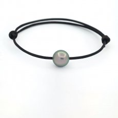 Pulseira em Couro e 1 Prola do Tahiti Redonda B/C 10.1 mm