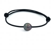 Pulseira em Couro e 1 Prola do Tahiti Semi-Barroca B 9.9 mm