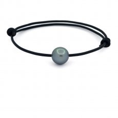 Pulseira em Couro e 1 Prola do Tahiti Redonda C 10.7 mm