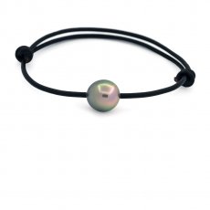 Pulseira em Couro e 1 Prola do Tahiti Semi-Barroca C 10.1 mm