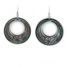 Boucles d'oreilles en Nacre de Tahiti - Diamtre = 34 mm