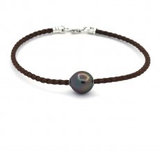 Pulseira em Algodo e 1 Prola do Tahiti Semi-Barroca B 11.8 mm