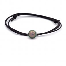 Colar em Couro e 1 Prola do Tahiti Rodonda C 11.4 mm