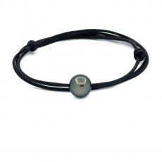 Colar em Couro e 1 Prola do Tahiti Rodonda C 11.2 mm