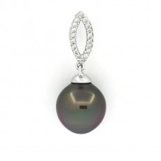 Colgante de Plata y 1 Perla de Tahiti Semi-Barroca C 11.2 mm