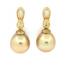 Brincos de Prata com 2 Prolas da Austrlia Semi-Barrocas C 13.2 mm
